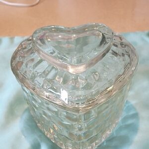 Vintage Homco Glass Heart Shape Trinket Boc